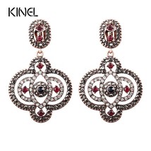 Luxury Turkish Style Big Pendant Earrings For Women Antique Gold Color Mosaic AA - £7.24 GBP