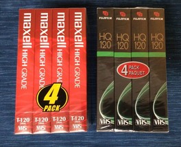 Sealed New Maxell Fujifilm Video Cassette High Grade T-120 HQ120 8 Pack Lot 760A - £22.69 GBP