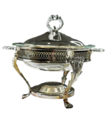 Vintage Silver Plated Elegant Chafing Dish With PYREX Glass Warming Cass... - $59.99