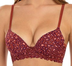 No Boundaries Women&#39;s T Shirt Bra With Lace Frame 32D Leopard Allspice NEW - £10.15 GBP