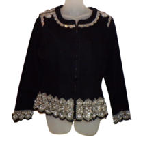LUXE MODA Lavishly Embellished Black Jacket So Beautiful!! size S - £34.81 GBP