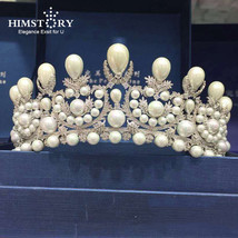 Gorgeous Princess Crowns Wedding Tiaras Oversize Bridal Hair Accessories Zircon  - £80.21 GBP