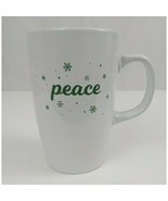 IQ Accessories White 5.25&quot;  Christmas Coffee Cup With Green Peace &amp; Snow... - $9.89