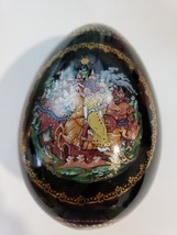 Ruslan &amp; Ludmila Black Porcelain Egg Palekh Russian Fairy Tale Story - £17.80 GBP