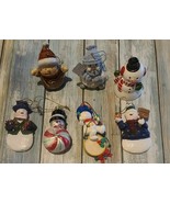 Seven (7) Holiday Decorations ~ Snowmen Design ~ Glass &amp; Bell Ornaments ~ 4 - €29,96 EUR