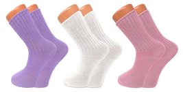 AWS/American Made Loose Fitting Crew Socks for Women Acrylic Soft 3 Pairs Size 9 - £7.68 GBP+
