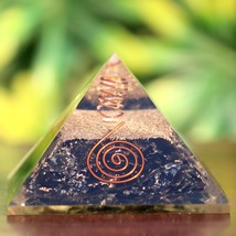 Black Tourmaline Orgone Pyramid LG Flower of Life Orgonite EMF Protect - $48.51