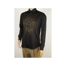 Mens CEREMONIA Shirt 100% Cotton Medusa Medallion Rhine Stones #stn 15 vrs black image 9