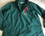Quacker Factory Rhinestone  Zip Christmas Green Fleece Jacket Cardinal ~... - £28.11 GBP