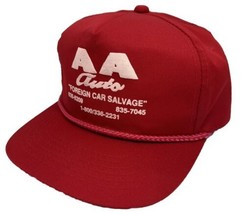 Vintage AA Auto Hat Cap Snap Back Red Rope Foreign Car Salvage YoungAn One Size - £15.90 GBP