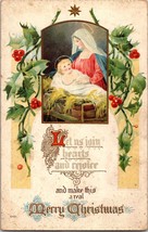 Merry Chrismas Let Us Join Hearts and Rejoice Embossed Postcard PC39 - £3.92 GBP
