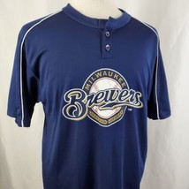 Vintage Milwaukee Brewers Henley Shirt Adult Large Polyester Miller Lite Promo - £14.15 GBP