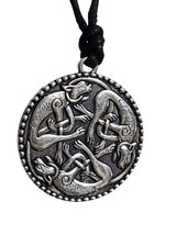 Triple Cat Celtic Necklace Pendant Book of Kells Trinity Cats Corded Jewellery - £10.00 GBP
