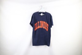 Vintage 90s Mens Medium Faded Spell Out University of Illinois T-Shirt Blue - £31.03 GBP