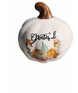 Autumn Ceramic White Pumpkin Greateful Tabletop 4 In - $18.85 CAD