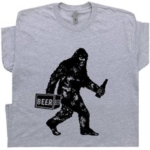 Bigfoot T Shirt Funny Sasquatch With Beer Shirts Cool Cryptozoology Graphic Tee - £15.65 GBP