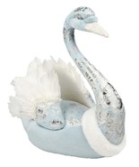 December Diamonds 08-08531 Sleigh Ride 19&quot; Swan w/ Fur Figurine Christma... - $84.14