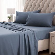 SLEEP ZONE Super Soft Cooling Queen Bed Sheets Set 4 Piece - Easy Care Fitted Fl - £41.43 GBP