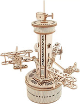 ROKR 3D Wooden Puzzle Airplane Tower Music Box DIY Mechanical Building Kid Gifts - $18.99