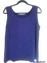 Chico&#39;s Travelers Knit Top Misses L Royal Blue Acetate Spandex Sleeveless MINT - £10.25 GBP