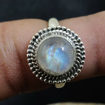 925 Sterling Silver Rainbow Moonstone Handmade Ring SZ H to Y Festive Gift R1089 - £19.22 GBP
