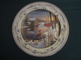 Cardinal Collector Plate Daybreak In Pinegrove Sam Timm Winter Cardinals Bird - $29.02