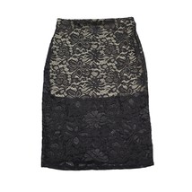 Coco Avante Skirt Womens M Black Straight Pencil Stretch Lace Pull On Floral - £19.65 GBP