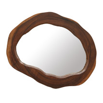 Hand Finished Natural Acacia Wood Framed Wall Mirror Approx. 12 Inches High - £40.36 GBP