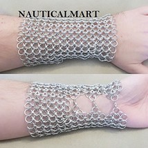 Chainmail Metal Gauntlet Arm Guard LARP Gear- Mens Womens Unisex - Steel Silver  - £70.22 GBP