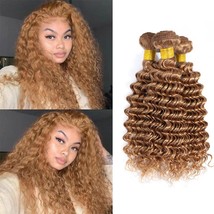 Honey Blonde Bundles 27 Blonde Deep Wave 3 Bundles Grade 8A Brazilian Remy Human - £38.85 GBP