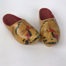 Two Vintage Wood Decorative Clog Shoes Handpainted Holland Netherlands Dutch - £15.77 GBP