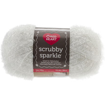 Red Heart Scrubby Sparkle Yarn-Marshmallow - £11.02 GBP