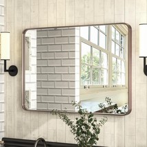 PILOCOS 36 x 30 Inch Bathroom Mirrors for Vanity, Purple Gold Wall Mounted - £93.38 GBP