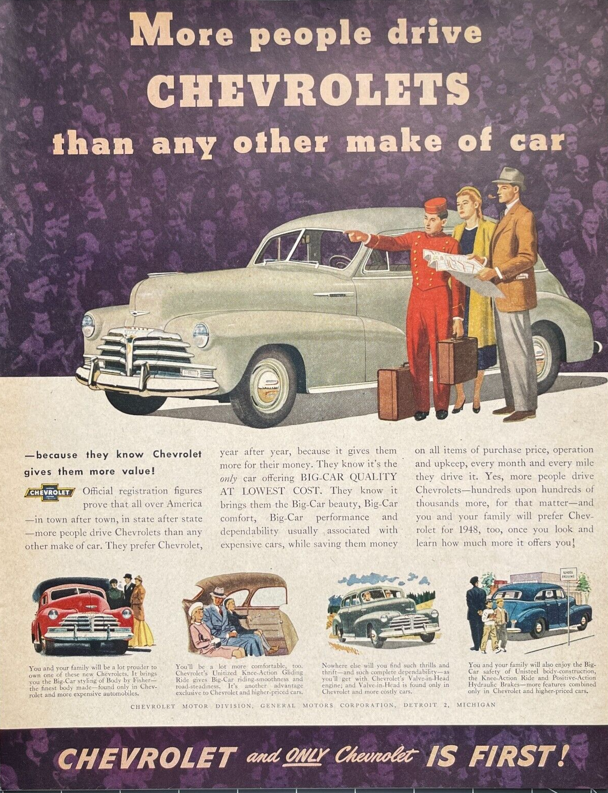 Chevrolet Is First More People Drive Than Any Other Vintage Print Ad 1948 - £12.95 GBP