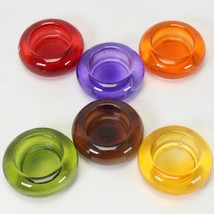 Tealight Candle Holder Lot of 6 Yellow Red Green Orange Purple Brown 2.7&quot; Dia - £15.52 GBP