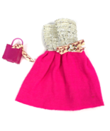 Vintage Barbie Clothes Dress &amp; Purse Silver Metallic Hot Pink Strapless  - €38,57 EUR