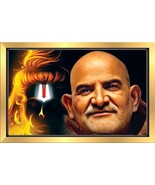 Anaadi Hanuman Ji Neem Karoli Baba Wandgemälde mit Rahmen für Zuhause, W... - £26.07 GBP