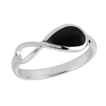 Everlasting Infinity Bond Semi Black Onyx Inlay Sterling Silver Ring-8 - £12.18 GBP