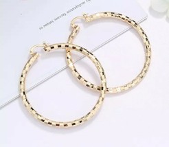 18k Layered real gold filled Round hoop earrings 50mm - $11.65