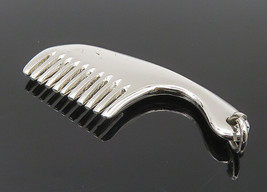 925 Sterling Silver - Shiny Polished Hair Comb Motif Drop Pendant - PT8506 - £24.29 GBP