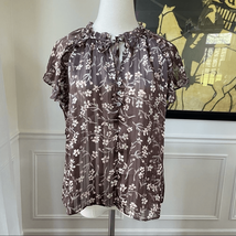 H&amp;M Brown Floral Lightweight Chiffon Top 8 NWT - $16.56