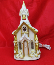 Vintage Shimmering Elegance Porcelain Church Lamp White Gold With Box Works - £27.09 GBP