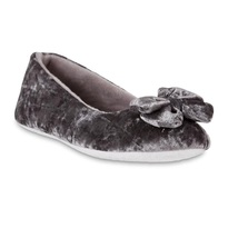 NEW Womens Jaclyn Smith Velour Bow Ballet Slippers ladies sz M 7/8 silve... - £8.73 GBP