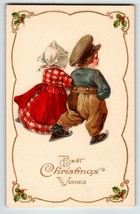 Christmas Postcard Victorian Children John Winsch Back Germany Embossed 4391 - £23.55 GBP