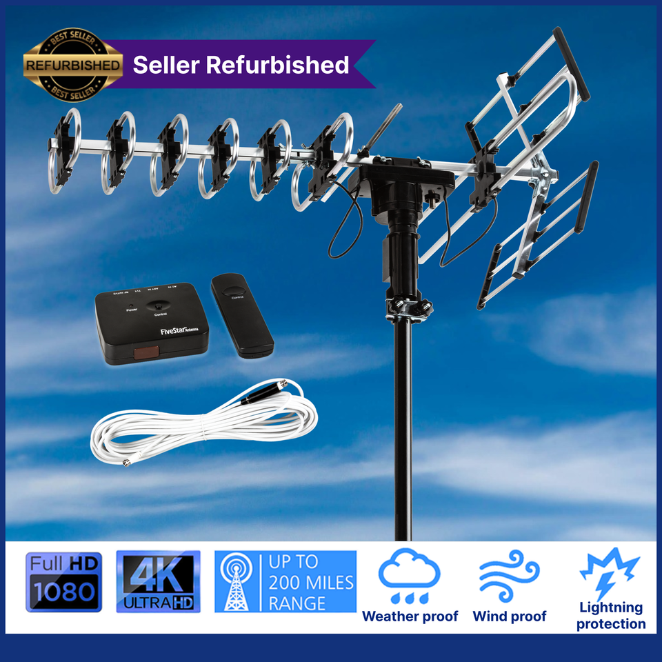 HD TV Antenna for 2TVS Outdoor Antenna 4K 360 Degree Rotation + Remote C... - $31.63