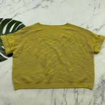 Lafayette 148 Sweater Knit Top Size L Marigold Yellow Ribbed Short Sleeve - £30.85 GBP
