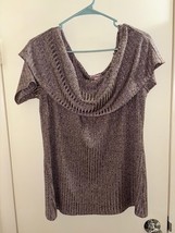 Juicy Couture Off the Shoulder Ribbed Top Metallic Stretch Size XL - $14.85