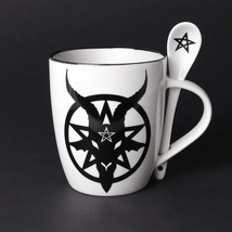 Alchemy Gothic ALMUG23 Baphomet Mug &amp; Spoon Set Goat Skull Horn Coffee M... - $311.75 MXN