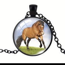 Running Horse Pendant Necklace On 22&quot; Black Stainless Steel Chain Unisex NWT - £15.56 GBP