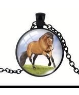 Running Horse Pendant Necklace On 22&quot; Black Stainless Steel Chain Unisex... - £15.50 GBP